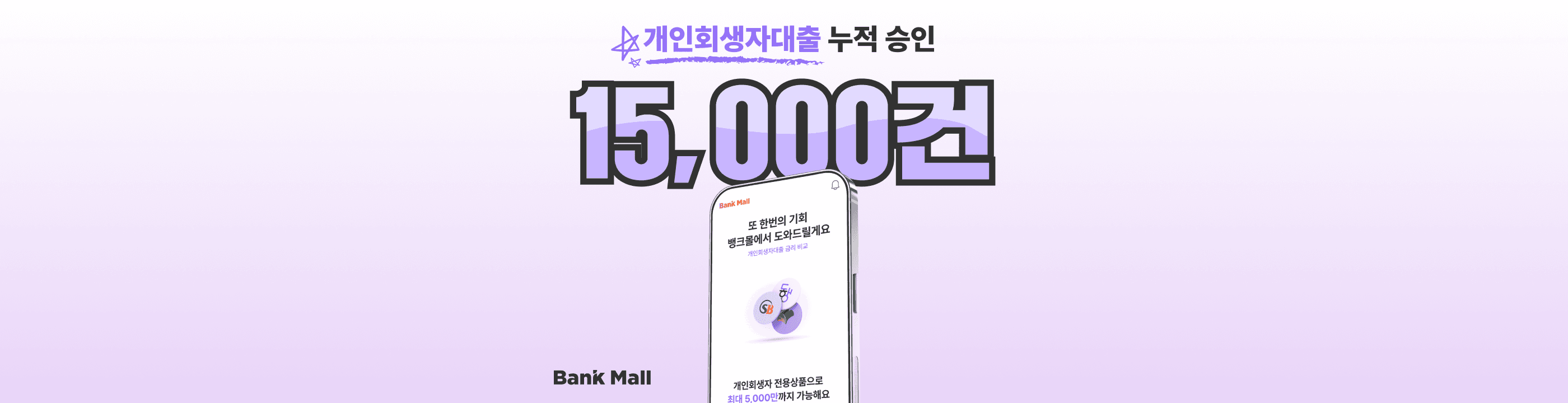 뱅크몰, 개인회생자대출 누적 승인 1만5000건 달성 - 뱅크몰 금융정보