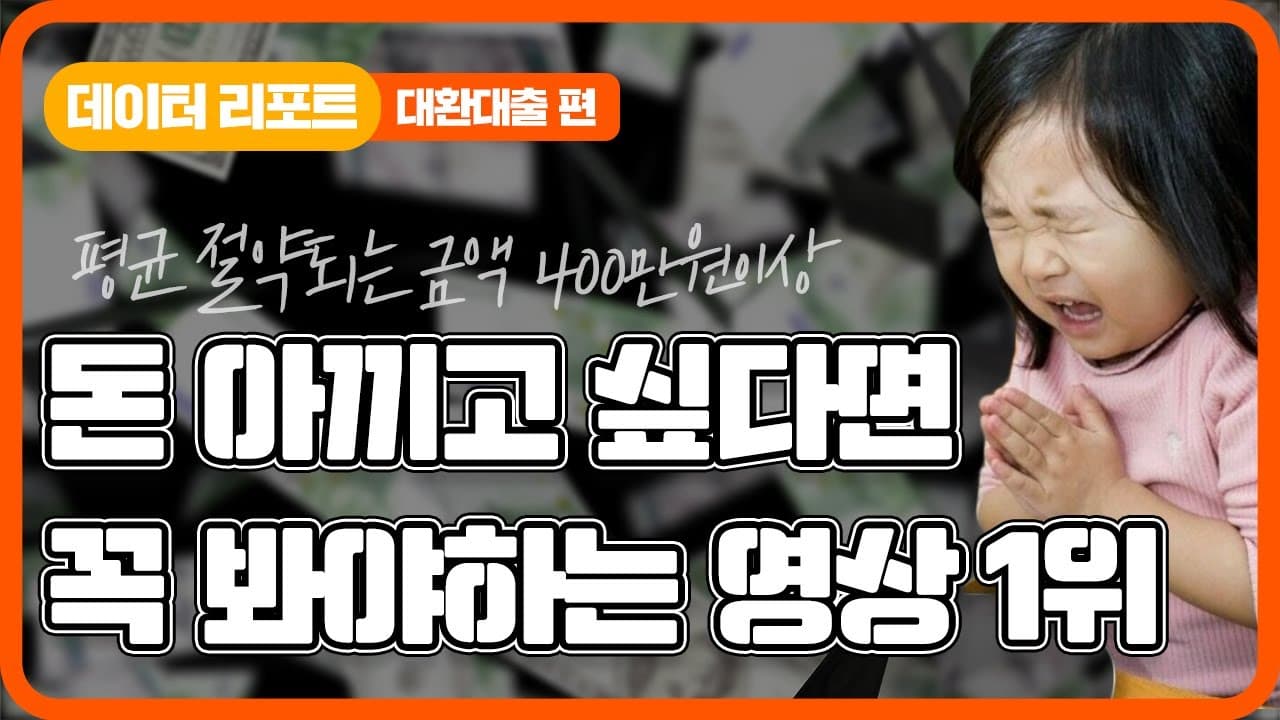 대환대출 데이터리포트, 평균 3% 대출금리 인하, 평균 300만원이상 이자절약 - 뱅크몰 금융정보